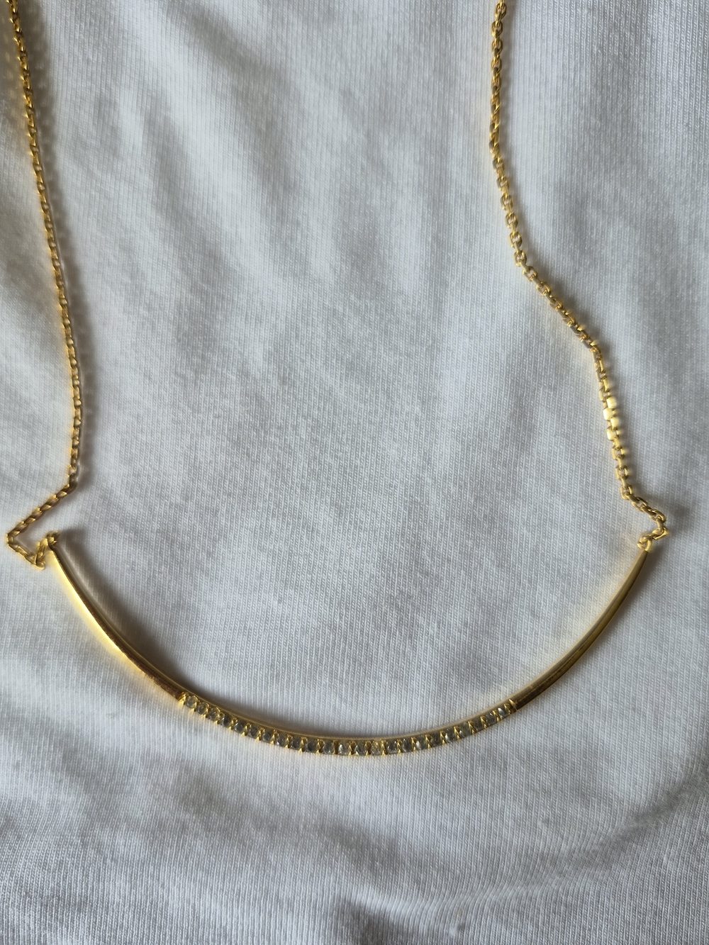Stella & Dot Gold Curved Bar Necklace with Pavé Accent - Women Jewelry